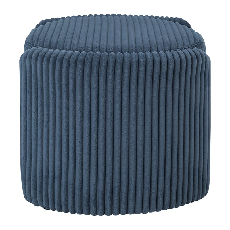 Sable Storage Ottoman with Mango wood Flip Top and Blue Cord Fabric