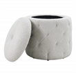 Erindale Round Storage Ottoman in Sherpa Fog Gray Fabric