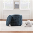 Erindale Round Storage Ottoman in Indigo Fabric