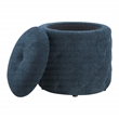 Erindale Round Storage Ottoman in Indigo Fabric