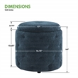 Erindale Round Storage Ottoman in Indigo Fabric