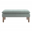 Selina Pillow Top Bench in Mist Green Fabric  Rustic Brown Finish Spindle Legs
