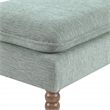 Selina Pillow Top Bench in Mist Green Fabric  Rustic Brown Finish Spindle Legs