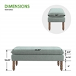 Selina Pillow Top Bench in Mist Green Fabric  Rustic Brown Finish Spindle Legs