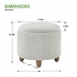 Lyra Storage Ottoman in Taupe Fabric with Medium Oak Legs