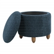 Lyra Storage Ottoman in Indigo Fabric with Medium Oak Legs