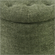 Naomi Storage Ottoman in Green Fabric with Natural Round Wood Feet