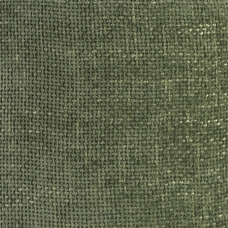Naomi Storage Ottoman in Green Fabric with Natural Round Wood Feet