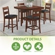 Carlson 5-PC Counter Height Dining Set  Blue Vinyl Fabric and Walnut Wood Finish