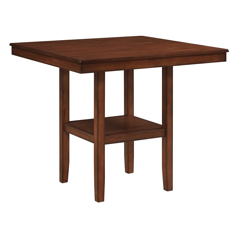 Carlson 5-PC Counter Height Dining Set  Blue Vinyl Fabric and Walnut Wood Finish
