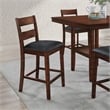 Carlson 5-PC Counter Height Dining Set  Blue Vinyl Fabric and Walnut Wood Finish