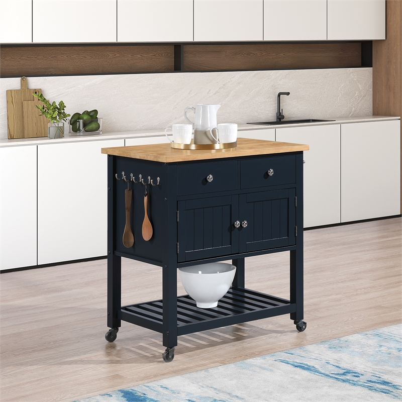 Stirling Kitchen Cart in Engineered Wood Blue Finish