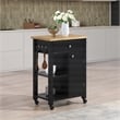 Derry Kitchen Cart Engineered Wood Natural Butcher Block Top With Black Finish