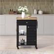 Derry Kitchen Cart Engineered Wood Natural Butcher Block Top With Black Finish