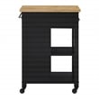 Derry Kitchen Cart Engineered Wood Natural Butcher Block Top With Black Finish