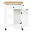 Derry Kitchen Cart Engineered Wood Natural Butcher Block Top With White Finish