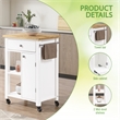 Derry Kitchen Cart Engineered Wood Natural Butcher Block Top With White Finish