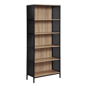 Ace 72&quot 5 Shelf Bookcase Engineered Wood in Rustic Oak Finish