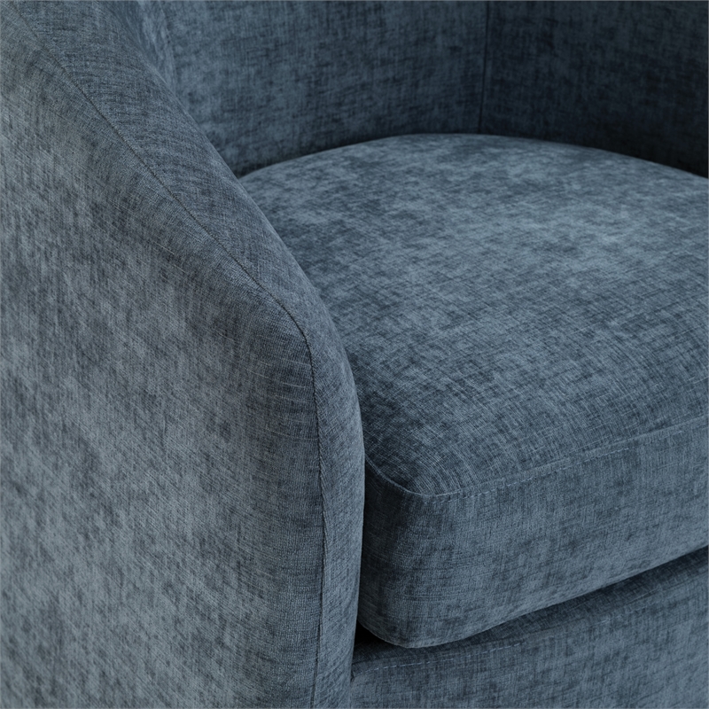 Bella Swivel Barrel Chair in Blue Denim Fabric