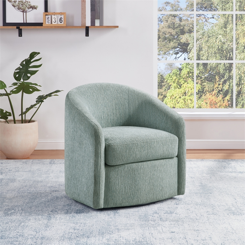 Bella Swivel Barrel Chair in Blue Mist Fabric