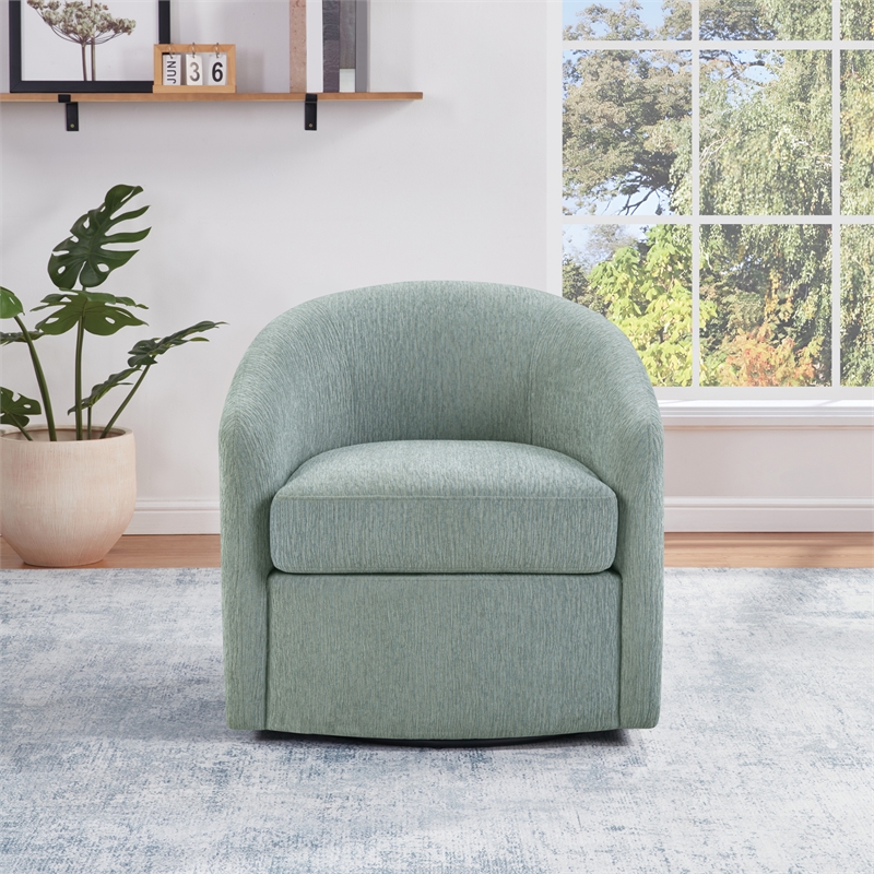 Bella Swivel Barrel Chair in Blue Mist Fabric