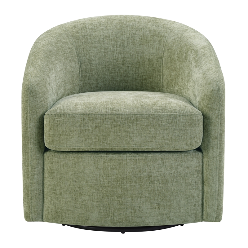 Bella Barrel Swivel Chair in Leaf Green Fabric