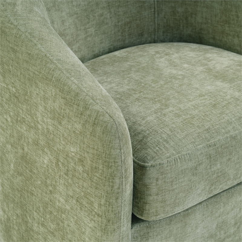 Bella Barrel Swivel Chair in Leaf Green Fabric