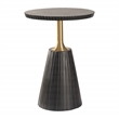 Round Side Table in Black Wood Top with Metal Base - 2 Pack