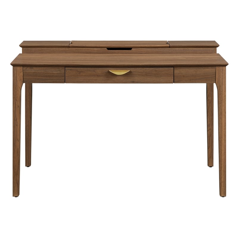 Angelina Desk with Shelf Storage Hutch Engineered Wood Majestic Walnut Finish