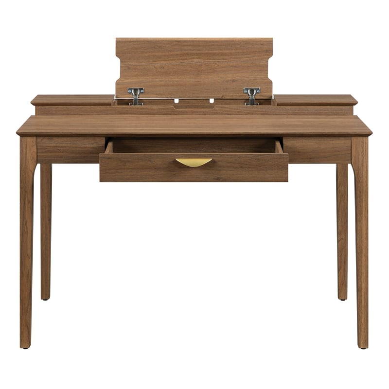 Angelina Desk with Shelf Storage Hutch Engineered Wood Majestic Walnut Finish