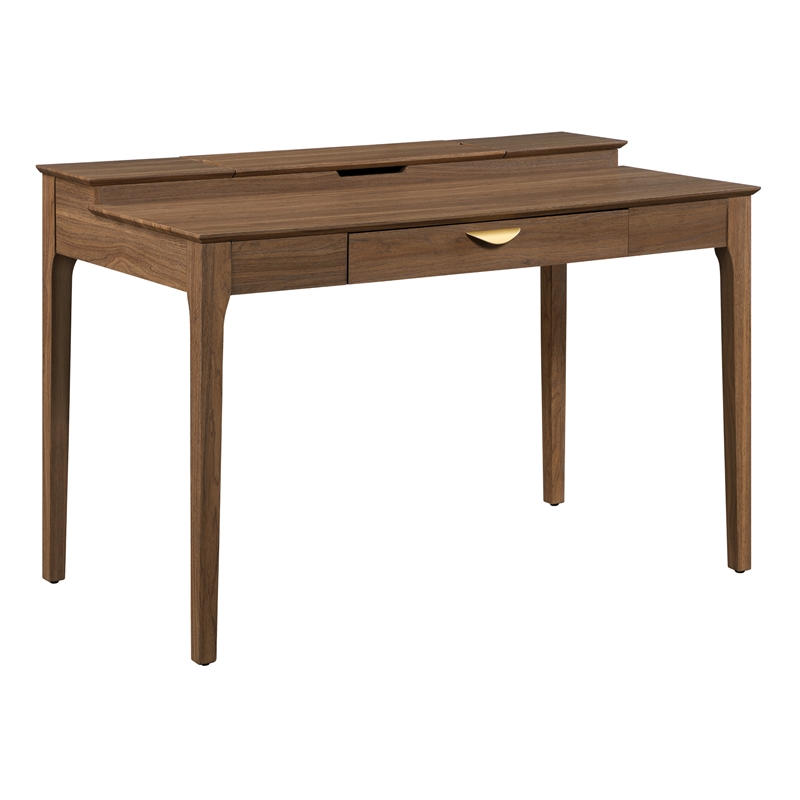 Angelina Desk with Shelf Storage Hutch Engineered Wood Majestic Walnut Finish