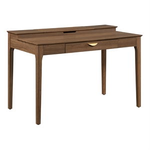 Angelina Desk with Shelf Storage Hutch Engineered Wood Majestic Walnut Finish