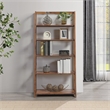 Bayfront 5-Self Folding Bookcase in Brown Bayfront Acacia Wood Finish