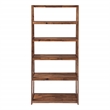 Bayfront 5-Self Folding Bookcase in Brown Bayfront Acacia Wood Finish