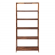 Bayfront 5-Self Folding Bookcase in Brown Bayfront Acacia Wood Finish