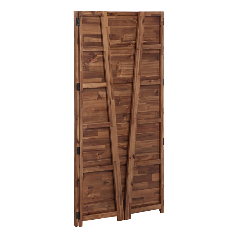 Bayfront 5-Self Folding Bookcase in Brown Bayfront Acacia Wood Finish