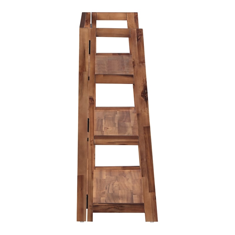 Bayfront 3-Shelf Folding Bookcase in Brown Bayfront Acacia Wood Finish