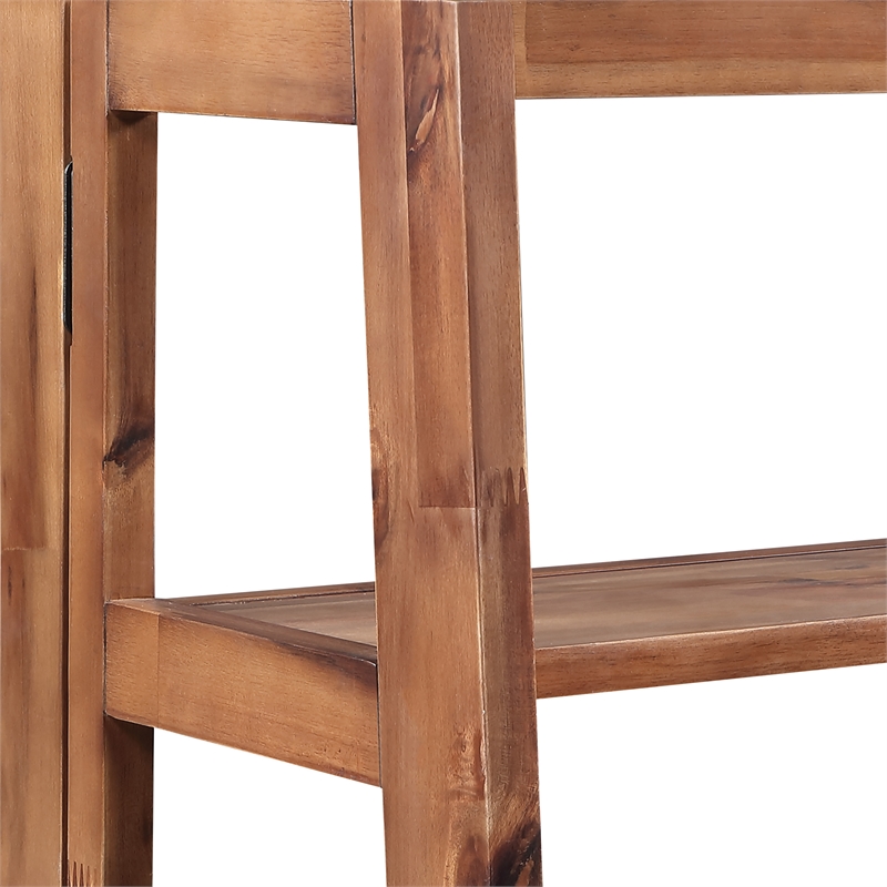 Bayfront 3-Shelf Folding Bookcase in Brown Bayfront Acacia Wood Finish