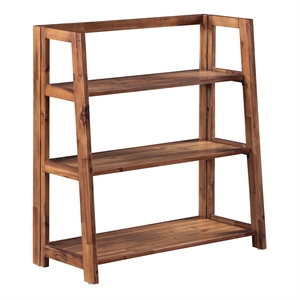 Bayfront 3-Shelf Folding Bookcase in Brown Bayfront Acacia Wood Finish