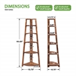 Bayfront 5-Self Corner Folding Bookcase in Brown Bayfront Acacia Wood Finish