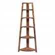 Bayfront 5-Self Corner Folding Bookcase in Brown Bayfront Acacia Wood Finish
