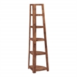 Bayfront 5-Self Corner Folding Bookcase in Brown Bayfront Acacia Wood Finish