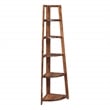 Bayfront 5-Self Corner Folding Bookcase in Brown Bayfront Acacia Wood Finish