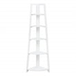 Bayfront 5-Self Corner Folding Bookcase in Willow White Wood Finish