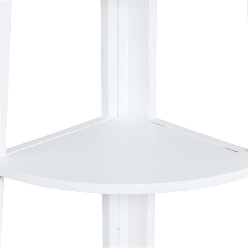 Bayfront 5-Self Corner Folding Bookcase in Willow White Wood Finish