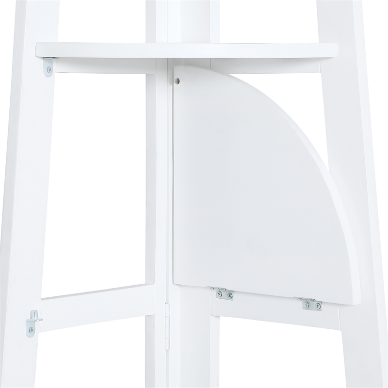 Bayfront 5-Self Corner Folding Bookcase in Willow White Wood Finish