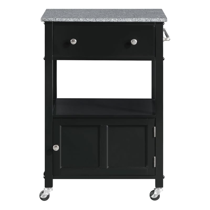 Fairfax Kitchen Cart Engineered Wood with Granite Top and Black Base