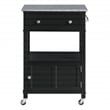 Fairfax Kitchen Cart Engineered Wood with Granite Top and Black Base