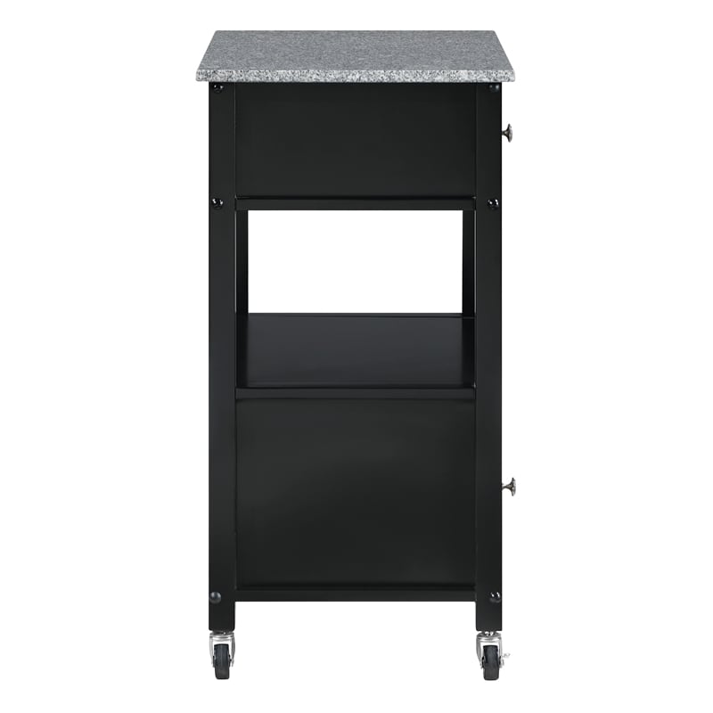 Fairfax Kitchen Cart Engineered Wood with Granite Top and Black Base