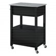 Fairfax Kitchen Cart Engineered Wood with Granite Top and Black Base